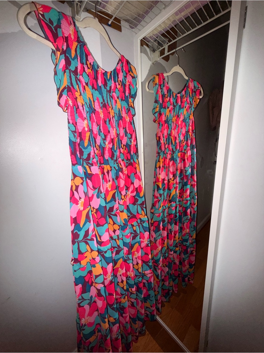 Floral Maxi Dress in Pink & Teal - Picture 2 of 5